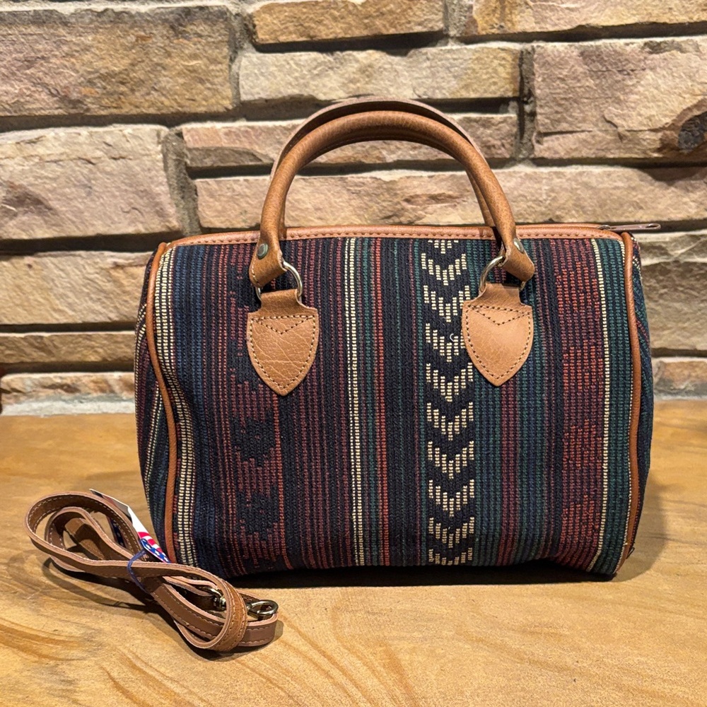 NOT FOR SALE: Multicolor Satchel with Tan Leather Accents!